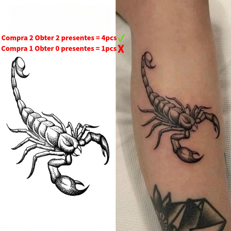 Adesivo de Tatuagem Temporária de Escorpião, Dura Até 15 Dias, Nova Tecnologia Mágica, Adesivo Semi-Permanente à Prova d