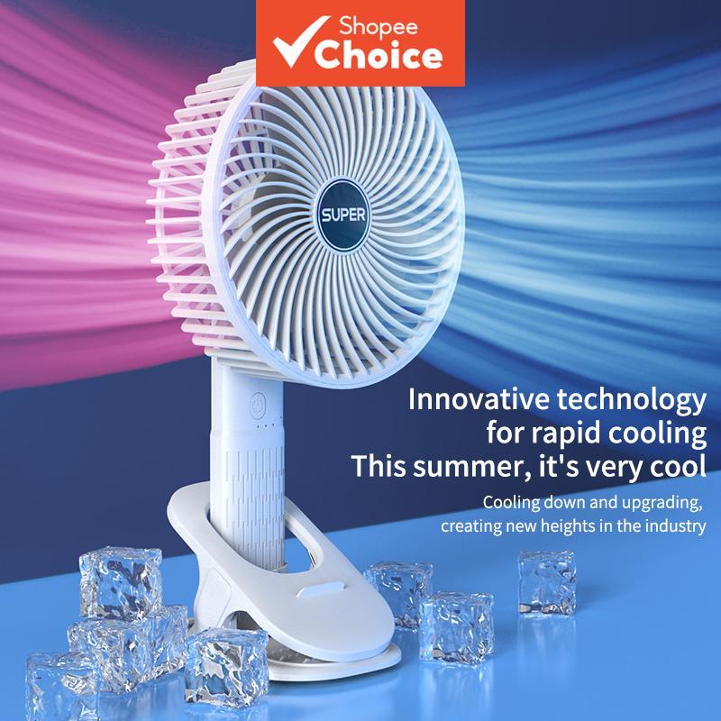 Ventilador de mesa portátil com clipe USB, silencioso, recarregável, circulador de ar para casa, escritório e