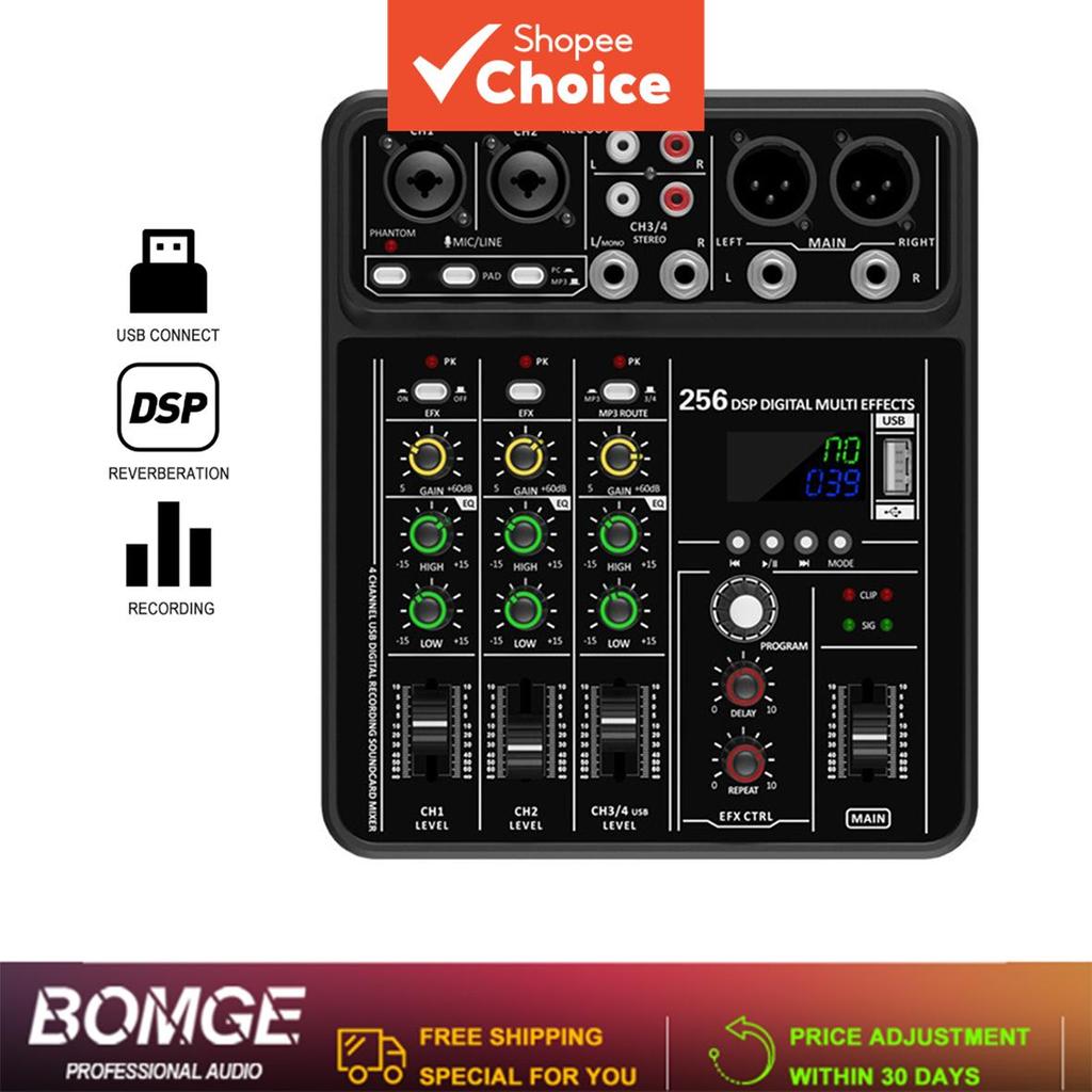 BOMGE G4 Mesa de Som Consoles de Áudio 256DSP Placa de Mistura Pequena USB Bluetooth MP3 Entrada de Computador 48V Pro X