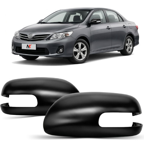 Par/Un Capa Retrovisor  Corolla 2008 2009 2010 2011 2012 2013 Com Furo Pisca Preto