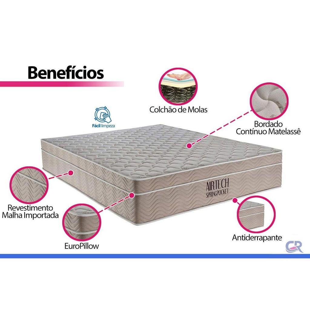 Colchão Solteiro Molas Ensacadas SuperPocket Airtech (78x188x25) - Ortobom