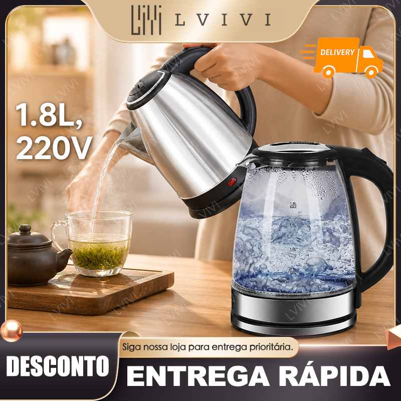 1,8 Litros Chaleira Elétrica Inox Bule Térmica 220V