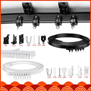 4 m Faixa de Cortina Curva Flexível Kit, Trilho para Cortina, Trilho de Cortinas com Rolos Silenciosos para Quarto