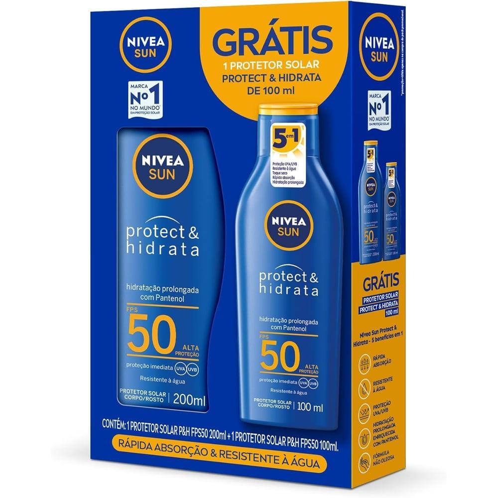 Nivea Kit Sun Protetor Solar Protect & Hidrata Fps50 200ml + Protetor Solar Protect & Hidrata Fps50 100ml