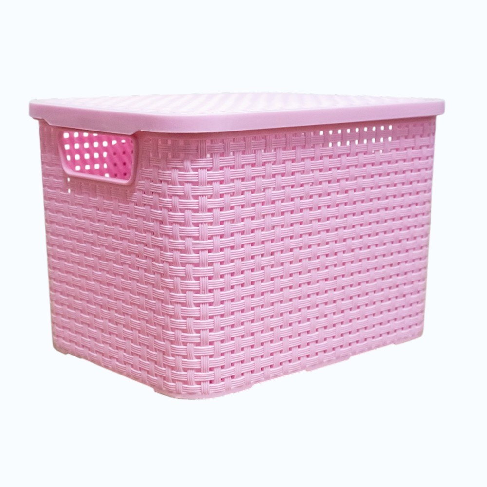 Micro Caixa Organizadora Rattan com tampa 3,5L Pequena Guarda Roupa