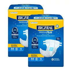Kit 2 Fralda Bigfral Derma Plus Noturna M 8 Unidades