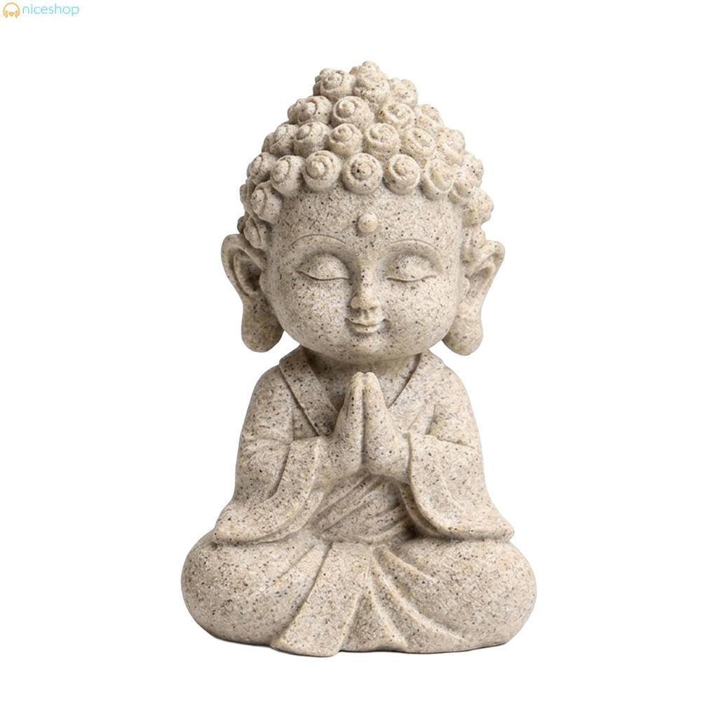 Estátua de Buda com textura de pedra de resina, adequada para decoração de jardins ao ar livre, em pose meditativa, fabr