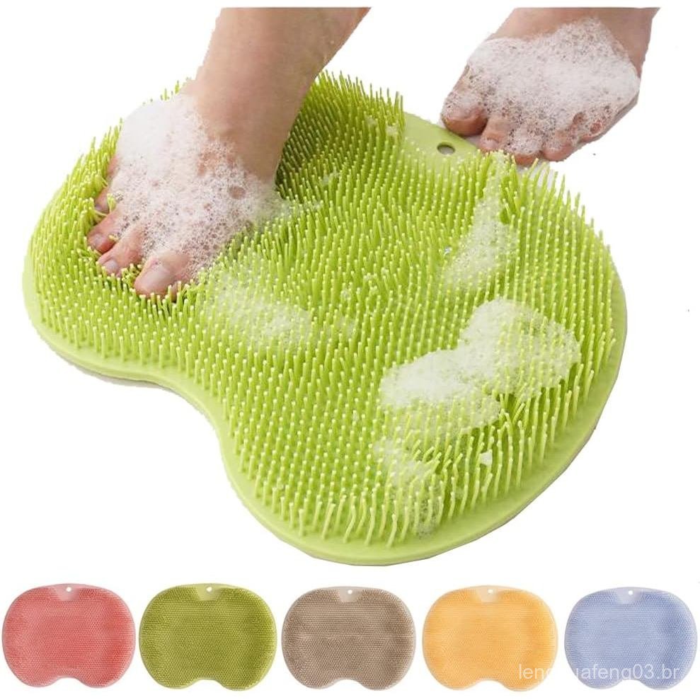 Tapete Esfoliante e Massageador para Pés e Costas no Chuveiro, Novo 2025, Tapete de Limpeza para Pés e Costas,
