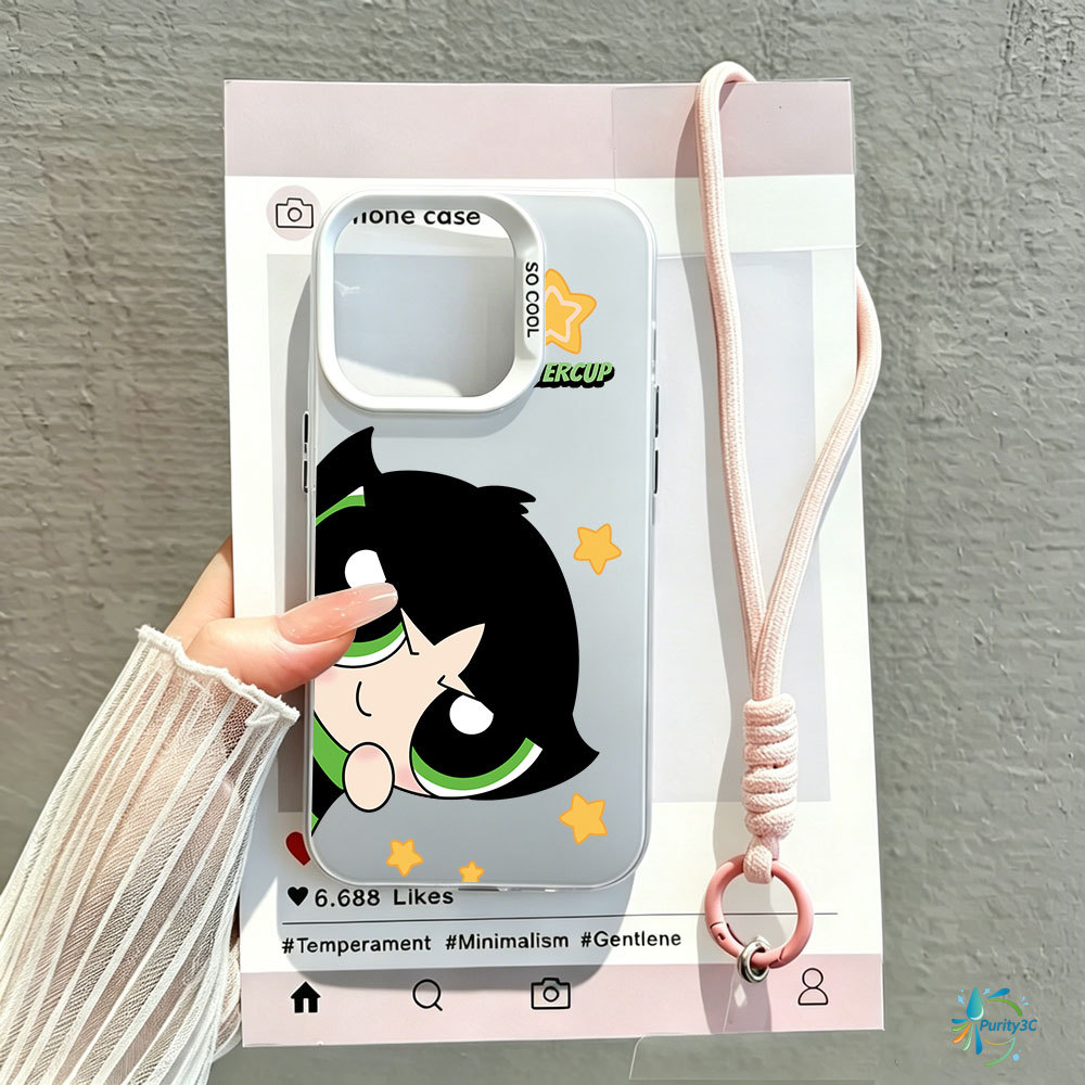 Capinha Menina Docinho com Cordão Anti-Perda Para iPhone 17 Pro Max 16 15 13 11 14 12 11 Xs Plus Air Capa Anti-Impacto