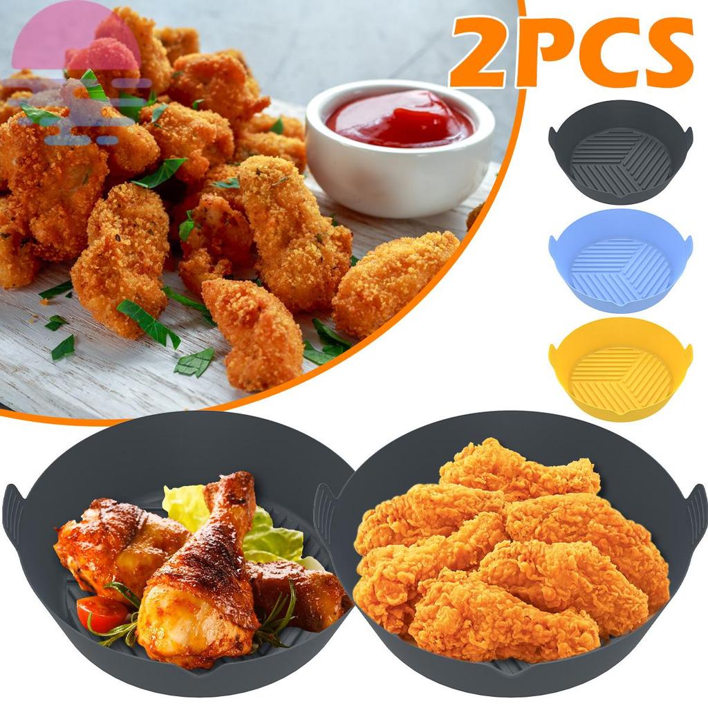 2 Pçs Fritadeira De Ar Pote De Silicone Com Alça Reutilizável Forro De Resistente Ao Calor Frigideira Assadeira SHOPSKC7