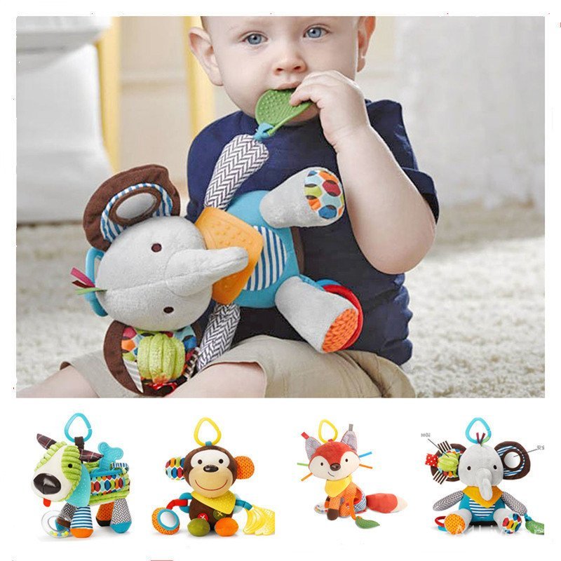 Brinquedo de pelúcia para recém-nascidos, boneca de conforto para bebês, chocalho para bebês, brinquedo para dentição, d