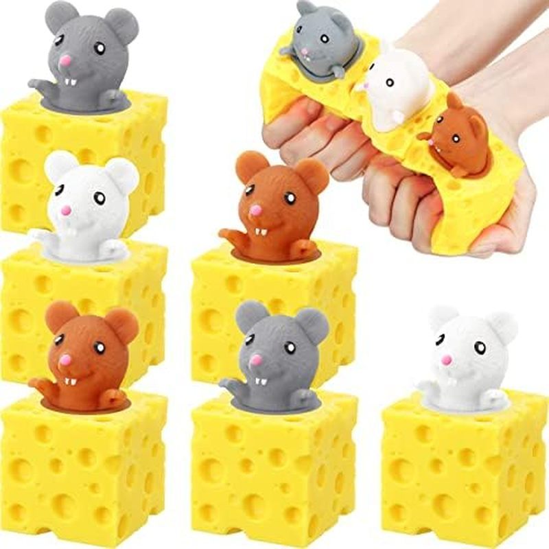 Chivao Pacote Com 6 Brinquedos De Queijo Stress Rat Toy Ratos Em Sensorial Ansiedade Alívio Bola De Escritório Fidget Pa