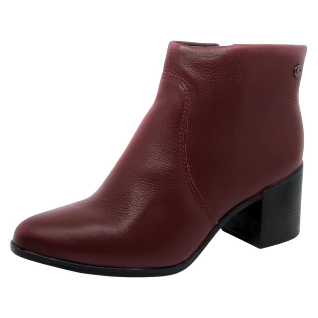 Bota Feminina Conforto Salto Médio Cano Baixo Couro Bottero