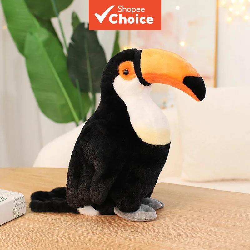 Brinquedo de pelúcia tucano simulado, brinquedo acompanhante, pássaro de bico grande