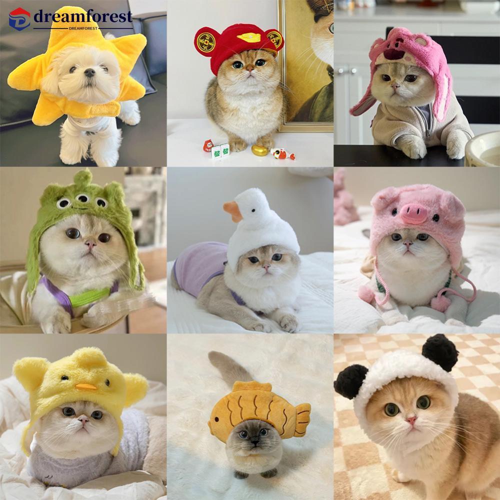 DREAMFOREST Pet Gato Chapéus Estrela Do Mar Snapper Frango Em Forma De Chapéu Teddy Vestir-Se Traje Cocar Animal De Esti