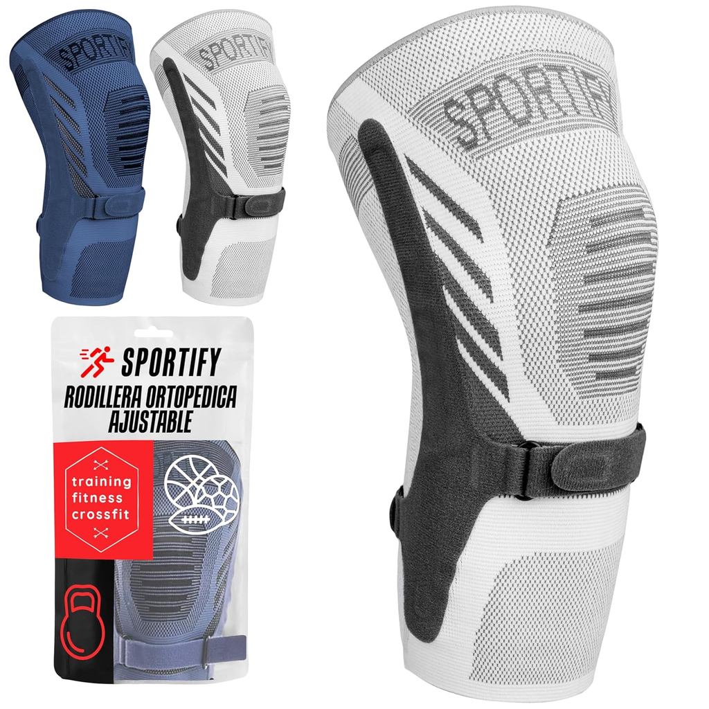 Suporte Ortopédico Ajustável para Joelho SPORTIFY para Controle da Dor - Suporte esportivo para joelho com tiras ajustáv