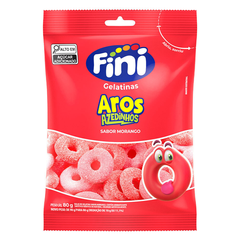 Bala de Gelatina Fini Aros Azedinhos 80g