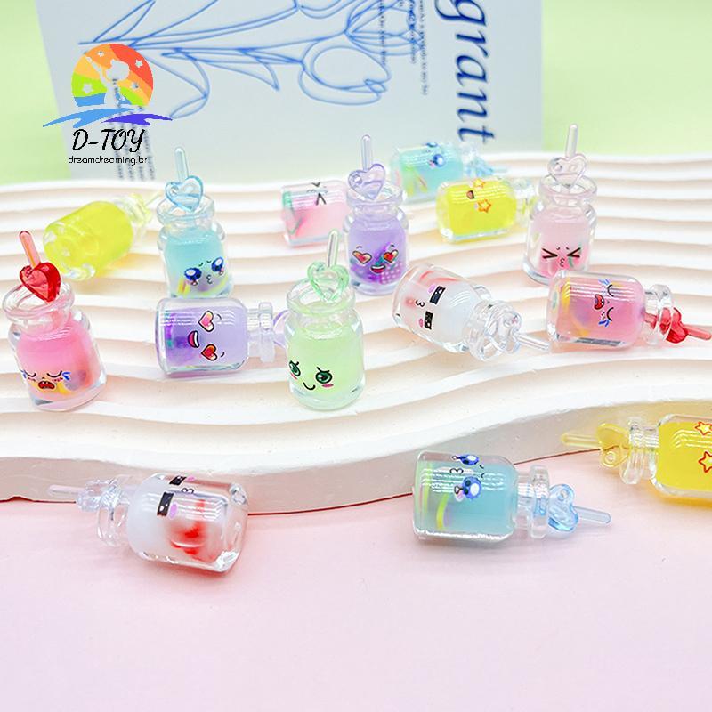 D-Toy 2 Peças Mini Copo De Suco De Resina Luminosa Que Brilha No Escuro Ornamento Em Miniatura Pequena Bebida Para Casa