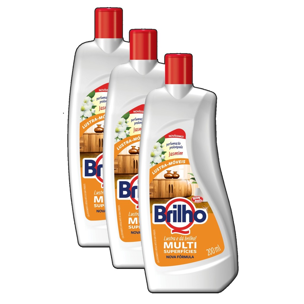 kit 3 LUSTRA MÓVEIS MULTISSUPERFÍCIES JASMIM QBRILHO 200ML