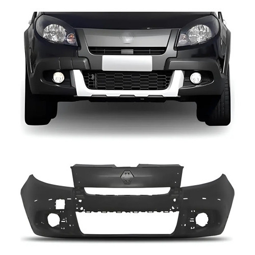 Parachoque Dianteiro Sandero Stepway 2012 13 14  C/f Lateral Preto