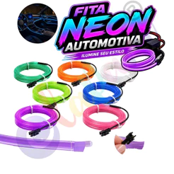 Fita Neon Flexível Automotiva 1 2 3 Metros Led Para Painel Porta Console Interior Carro Decorativa