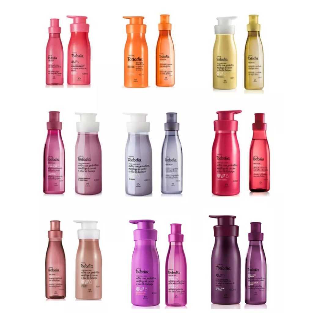 Kit Presente Hidratante Corporal + Body Splash Tododia Natura Cereja e Avelã/Macadâmia/Algodão/Ameixa e Flor de Baunilha