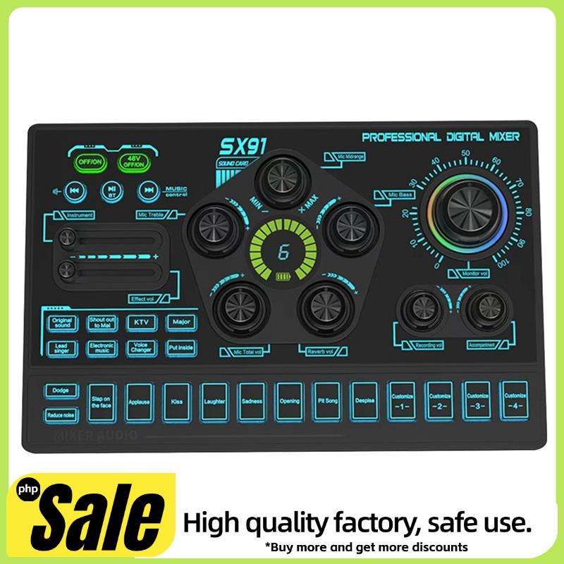 SX91 Placa De Som Ao Vivo USB Mixer Profissional Amplificador De Console De Mixagem De Áudio Para Cantar PC Laptop Celul