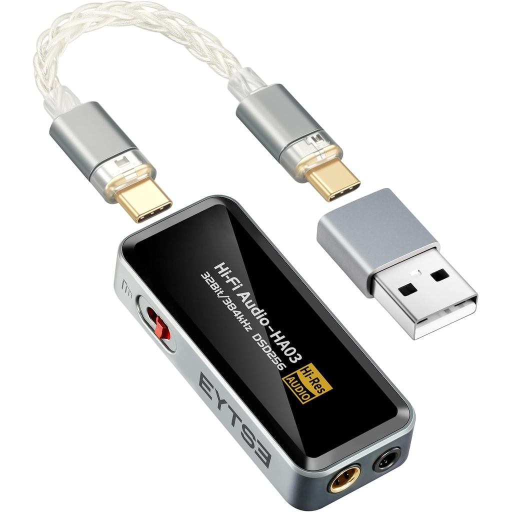 Amplificador de Fone de Ouvido DAC USB C Portátil, HiFi 32Bit/384kHz DSD256, Decodificador Duplo CS43131, Mini DAC Amp D