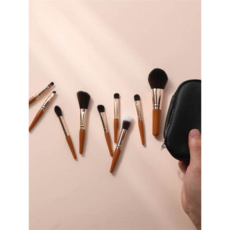 kit pincel maquiagem profissional pincel maquiagem Mini pequeno 9 conjunto de pincéis de maquiagem cabo de madeira portá