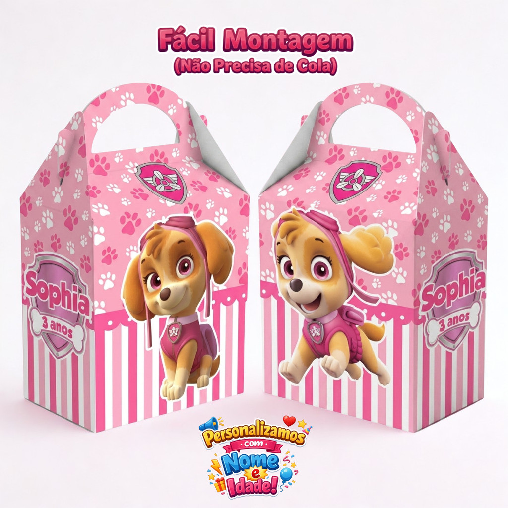 Caixas Maletinha Skye - Patrulha Canina | Lembrancinhas Personalizados Caixinhas Aniversário