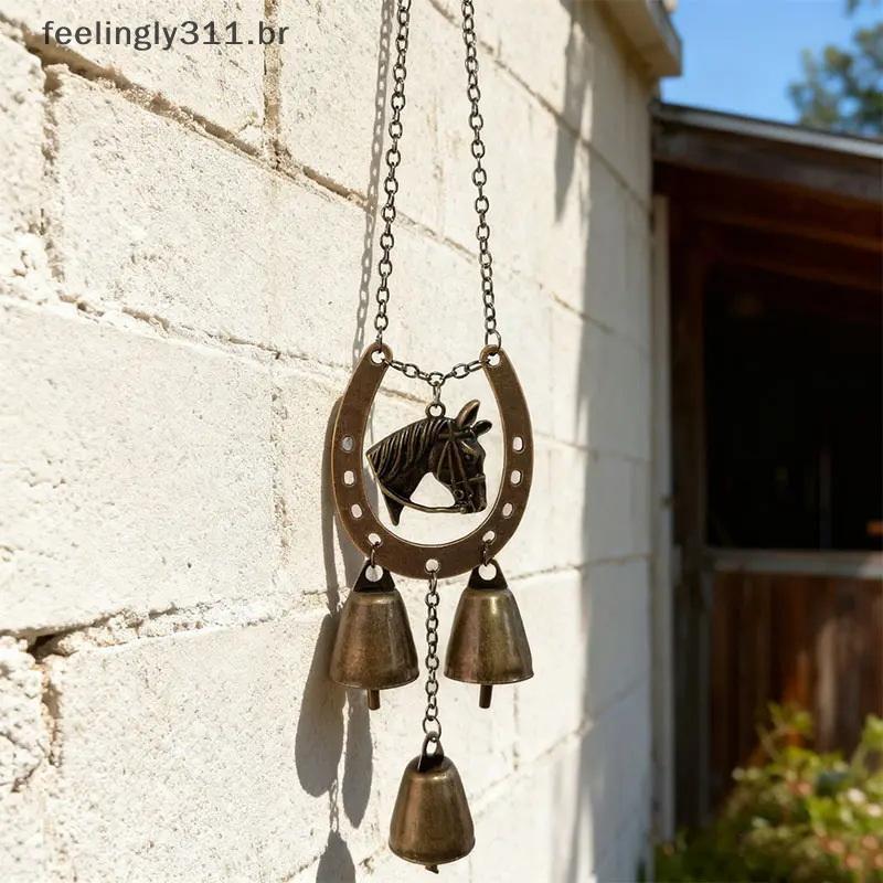 FEELI Lucky Ferradura E Love Bell Carrilhão De Vento Para Parede , Jardim , Decoração De Pátio