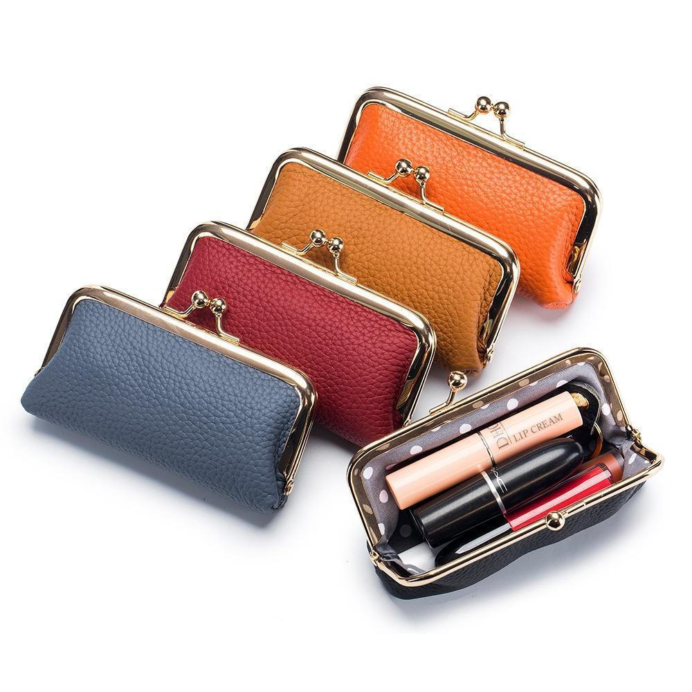 1 bolsa clutch feminina de couro PU com fecho, carteira estilo vintage, porta-moedas, bolsa de armazenamento fofa UM9R
