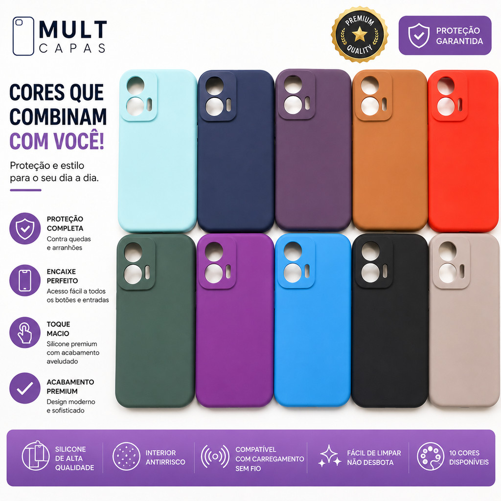 Capa Moto G35 + Película de vidro PREMIUM PROTECTION Proteção Completa