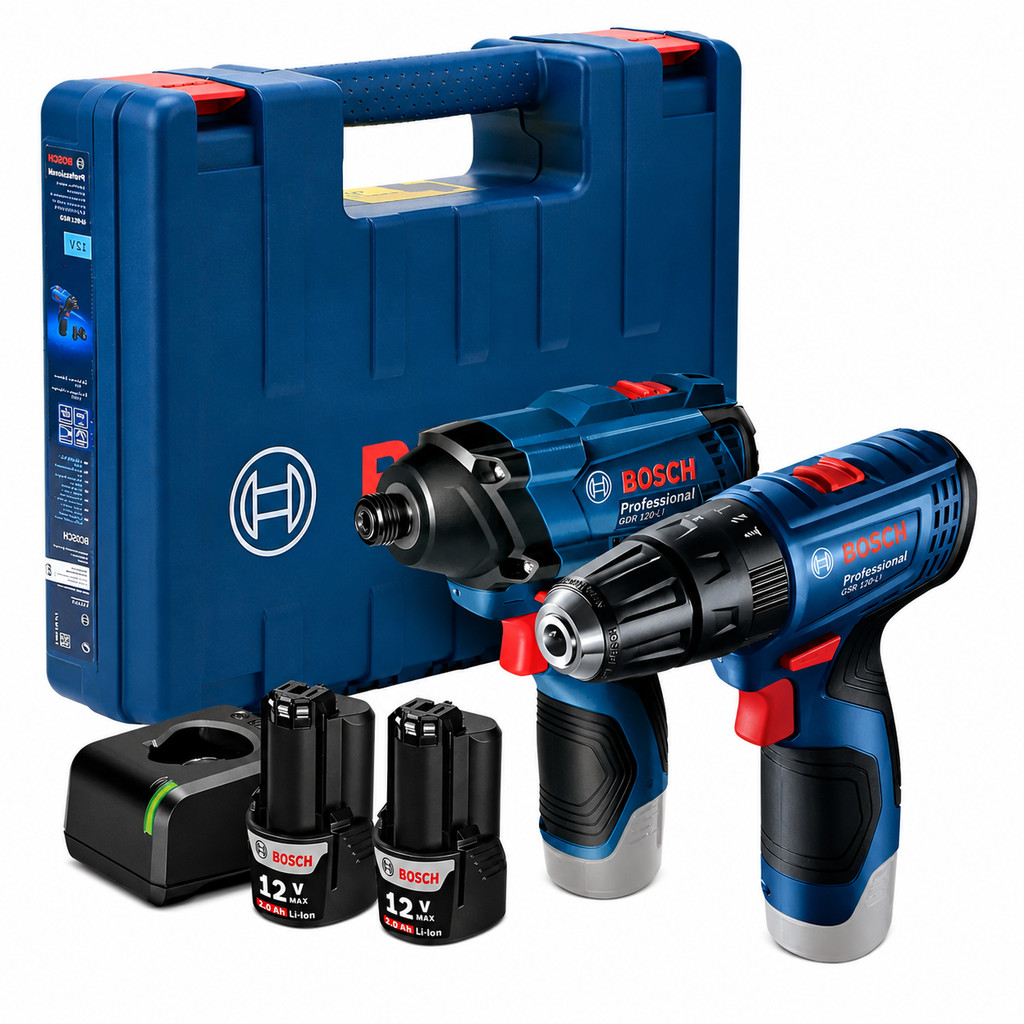 Chave de Impacto GDR 120-LI + Parafusadeira GSB 120-Li Bosch Baterias e Carregador