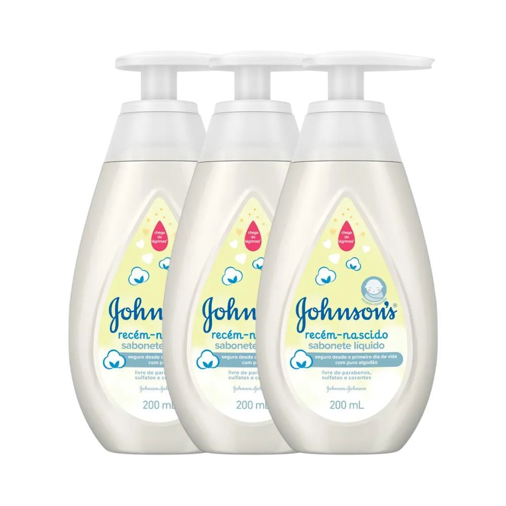 Kit Sabonete Líquido JOHNSON'S Baby Recém-Nascido 200ml 2 Unidades