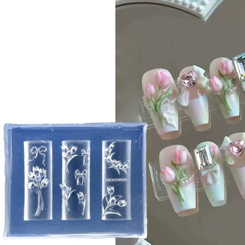 [lovego] Flores Rosa Tulipa Prego Silicone Alívio Molde De Arte De Salão De Beleza Ferramenta De Manicure DIY Acessórios