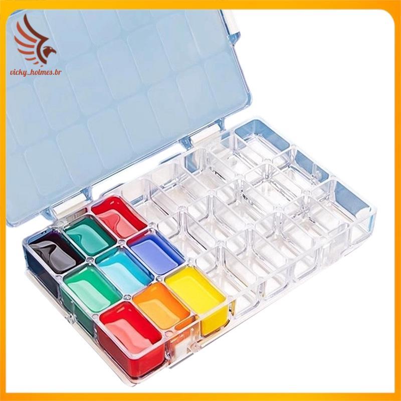 [vicky_holmes.br] 12Girds Caixa De Pintura Multifuncional Portátil Paleta De Aquarela Vazia Óleo Tinta Guache Acrílica