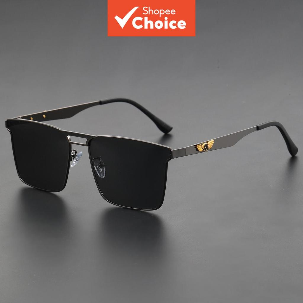 Óculos De Sol Quadrados Com Armação De Metal Polarizado Masculino Proteção Uv400 Para Dirigir , Ciclismo , Caminhadas