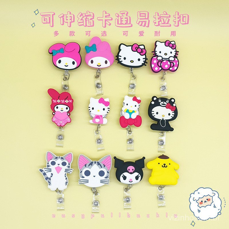 Porta-crachá retrátil com desenho de cachorro canela para médicos e enfermeiros, clipe de crachá Hello Kitty KT, porta-c