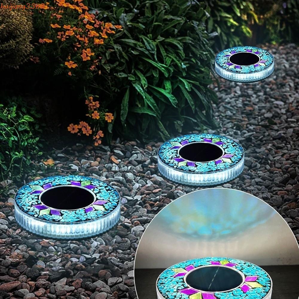 Luzes LED De Estaca De Jardim HUIJIANG , Luz De Disco Solar De Formato Redondo Com Sensor Do Crepúsculo Ao Amanhecer , À