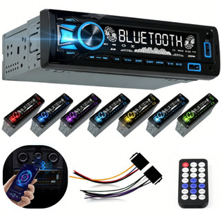 Torquehammer Rádio Automotivo Bluetooth 5.0 FM 1 DIN MP3 4x60W Dual USB SD AUX com Controle e Chicotes