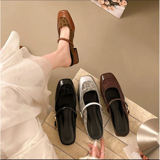 Pronto estoque Retro salto baixo Mary Jane sapatos femininos confortáveis chinelos de salto grosso feminino sapatos de s