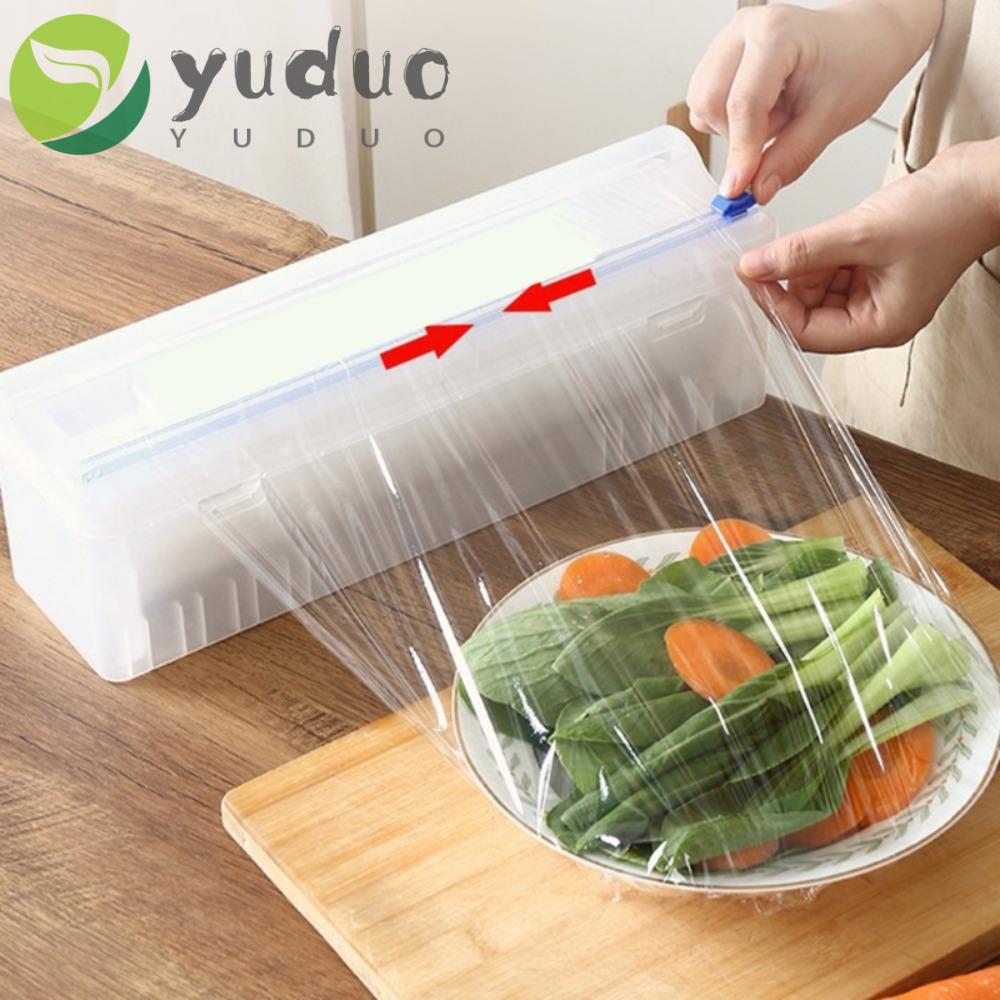 YUDUO Dispensador De Envoltório De Plástico Seguro 1 Unidade Ferramenta De Cozinha Com Cortador De Slides Caixa De Armaz