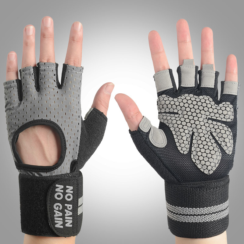Pulseira de compressão luvas de Fitness masculino feminino equipamento meio dedo musculação treinamento levantamento de 