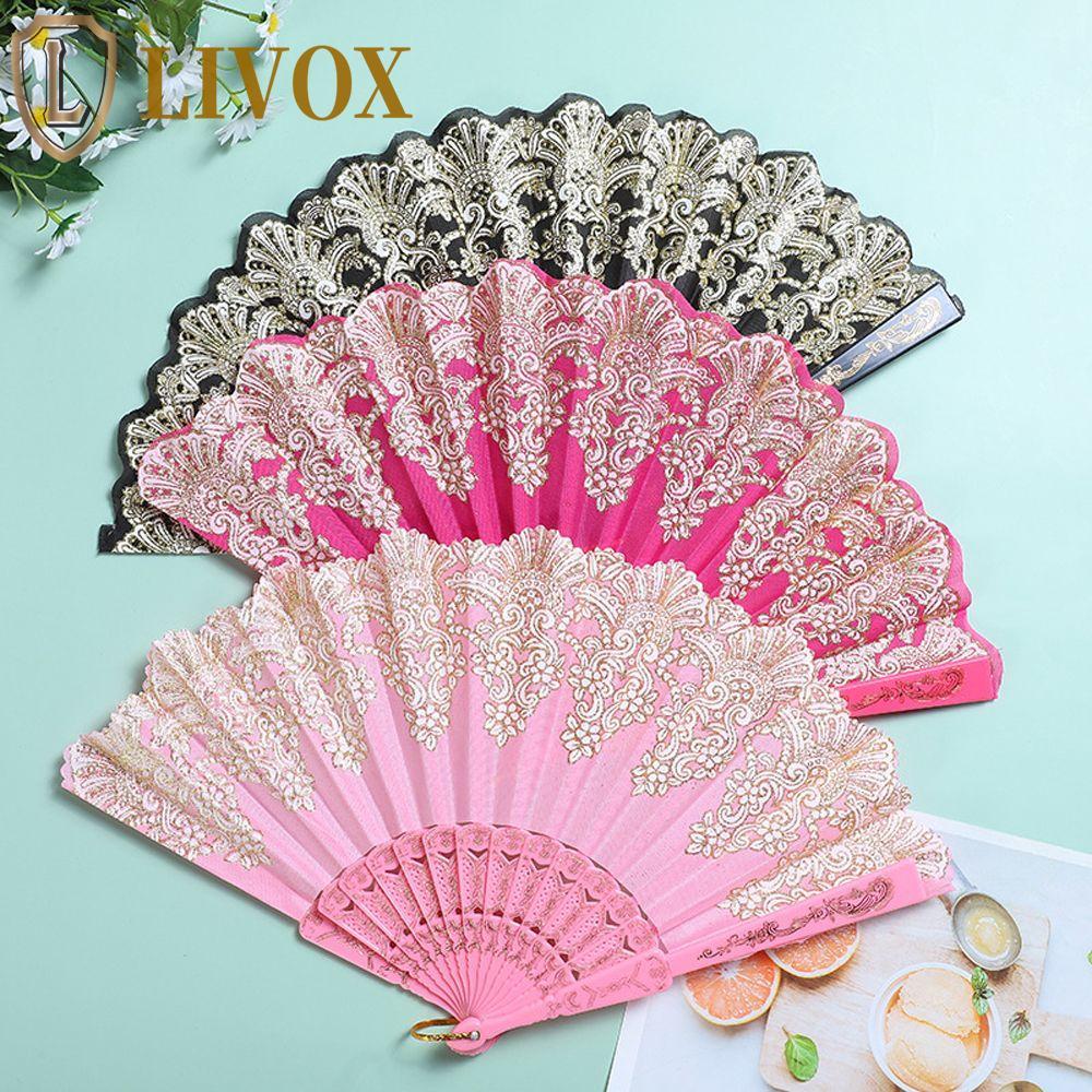 LIVOX Ventilador Dobrável Presentes Decoraçãoferramenta Plástico Moda Hot Stamping Portátil Foto Prop Ferramenta