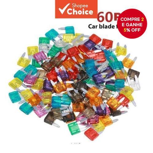 60pcs Mini Fusíveis De Carro Com Ferramenta Extratora-Variedade De Lâmina Para Serviço Pesado (5A-30A)-Codificado Por Co