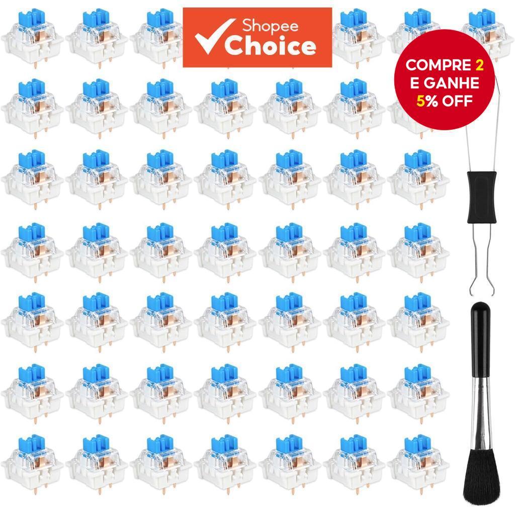 90/50/30 Pacote 3 Pinos Azul Clicky Interruptores De Teclado Mecânico Tátil Kit DIY Completo Com Extrator E Escova