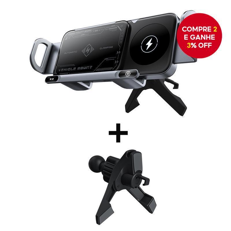 Suporte Dobrável Para Telefone Carro Sem Fio Base De Carregamento Rápido De 15 W Com Trava Automática , Clipe Painel , B