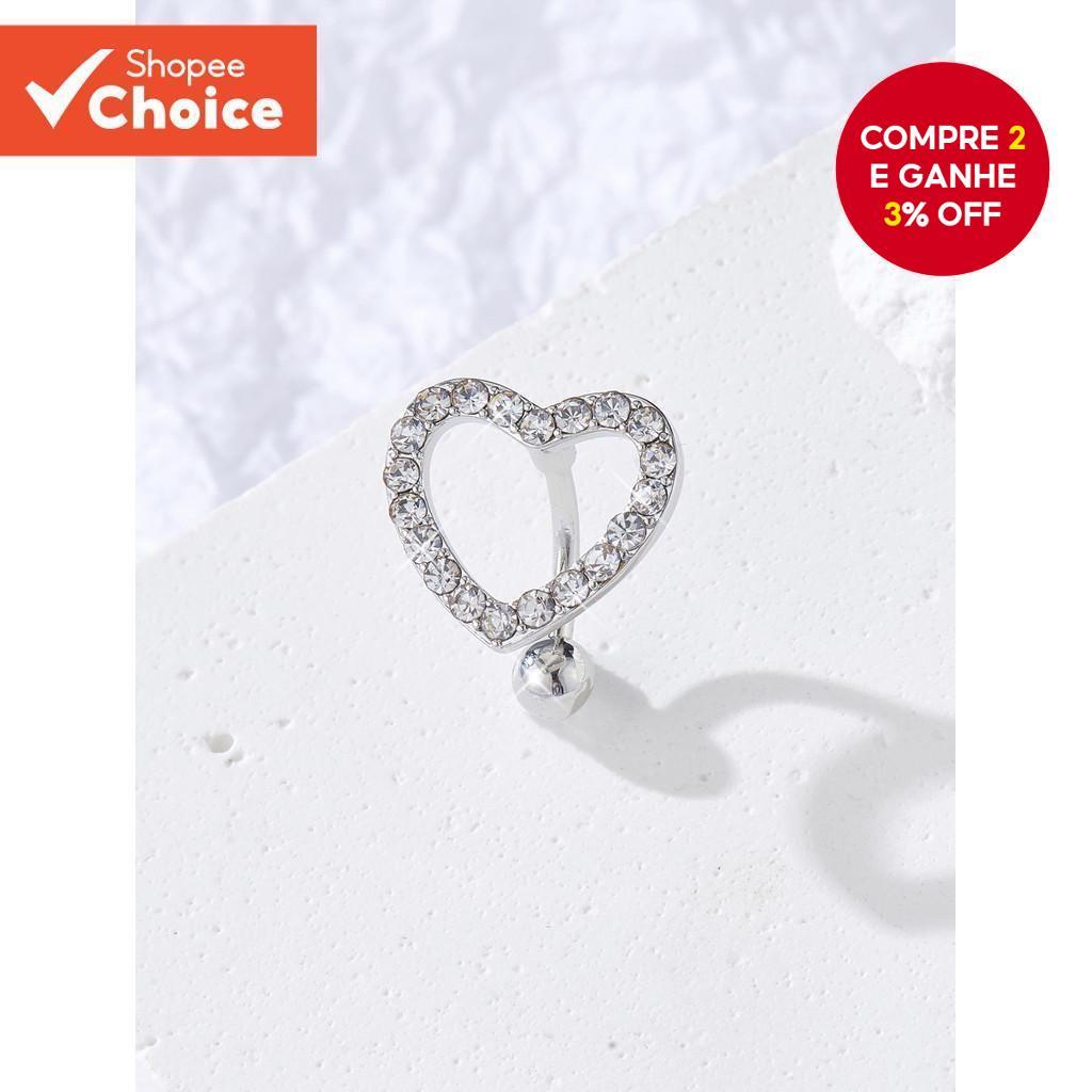 Luxuoso Bonito Em Forma De Coração De Cabeça Para Baixo Umbigo Anel Feminino Piercing Corporal Jóias