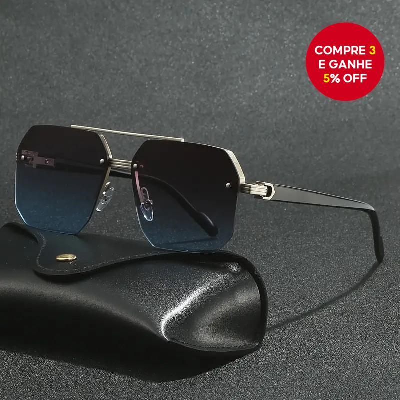 Óculos de Sol Geométricos Masculinos UV400 - Armação Oversized Leve para Condução e Esportes ao Ar Livre